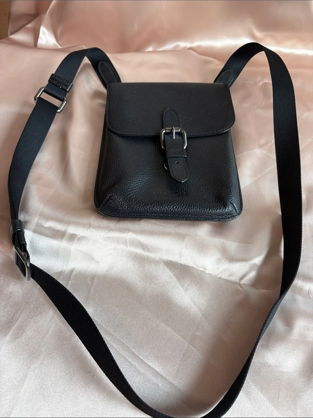 Coach Small Hudson Crossbody bag in black pebble leather 8” x 6 1/2”